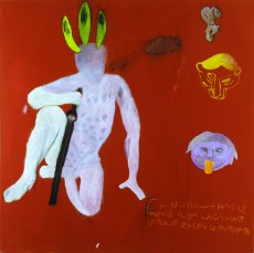 Grimace impolie,2006. Martine Savard. Peinture sur toile. 122x 122 cm.  Grimace impolie, 2006. Martine Savard© L'Artothèque
