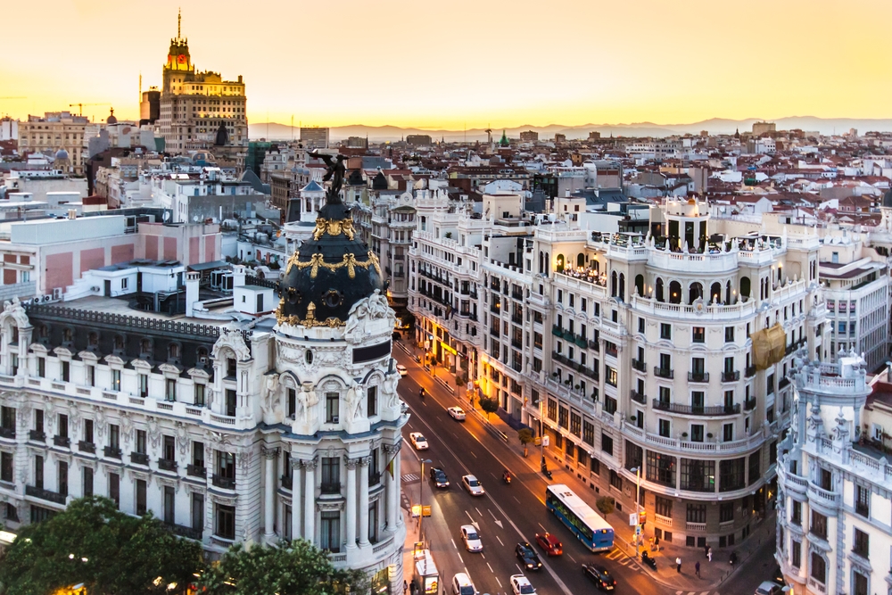Vue panoramique de Gran Via, Madrid, Espagne. Photo: Deposit.