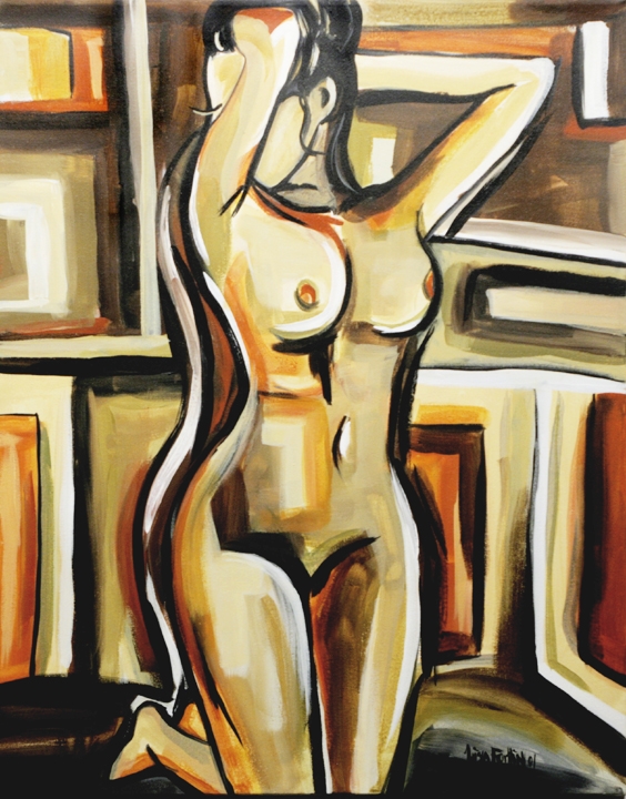 La femme orange, 2001. Lisa Fortin. Acrylique sur toile. 76 cm x 61 cm. © L'Artothèque