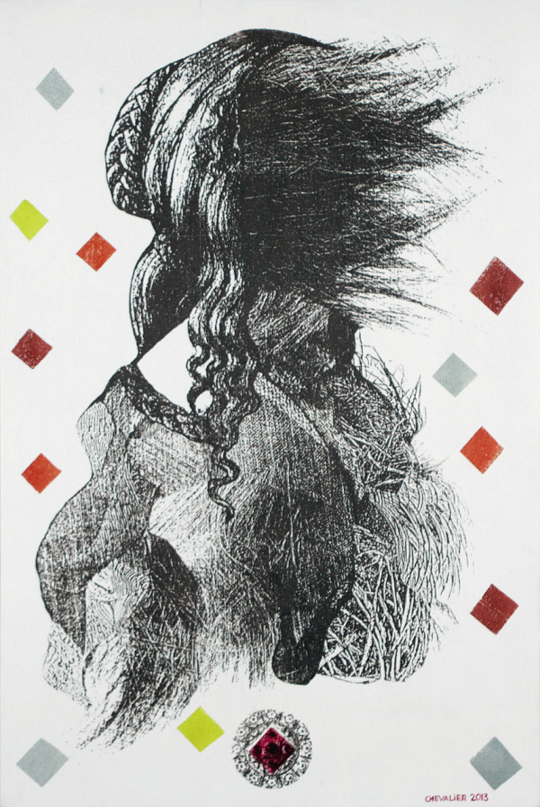 Rosalie, Marianne Chevalier, 2013, collage imprimé en sérigraphie sur bois, 50,8 x 76,2 cm © L'Artothèque