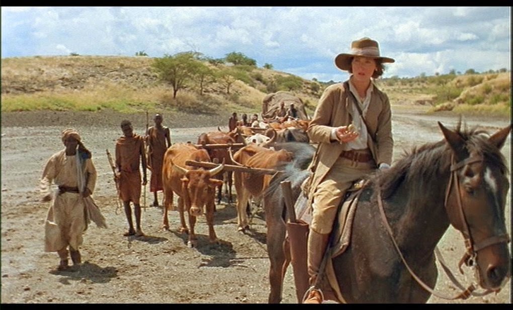 Meryl Streep dans Out of Africa. Les paysages Africains sont un des personnages de ce film culte.