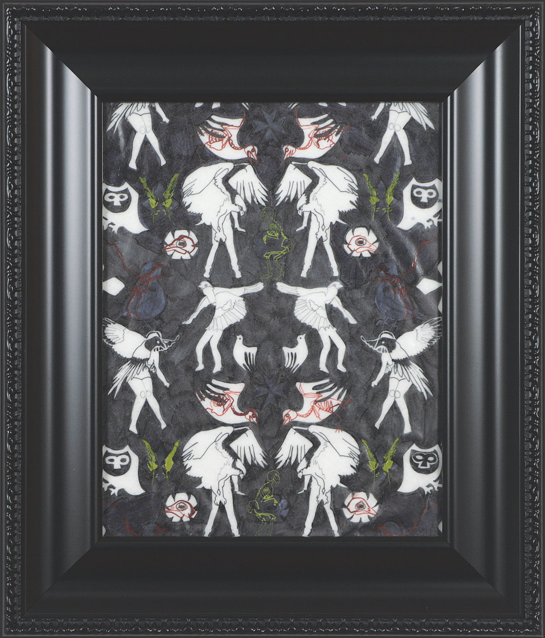 En drake och varelser fran Klingavalsan 2, 2016. Marianne Pon-Layus. Encre et gouache sur papier vellum. 50 x 42 cm. © L'Artothèque 