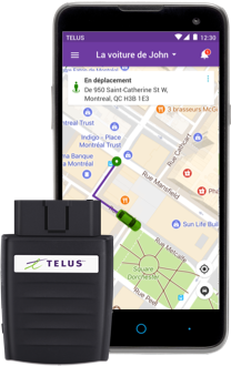 L'adaptateur Voiture+ pour les abonnés de Telus se contrôle à l’aide d’une application mobile. 