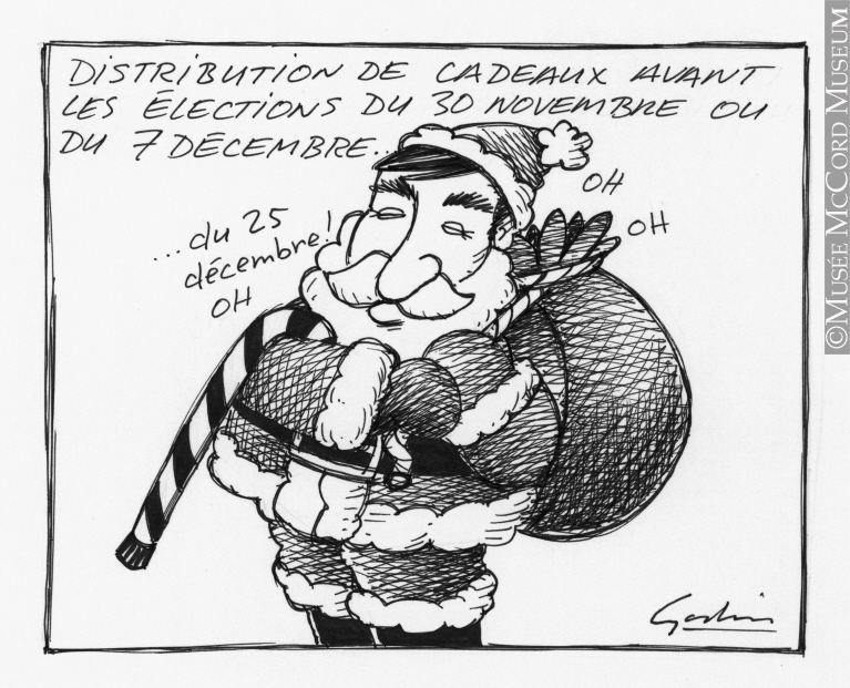 Caricature d’Éric Godin. Don de M. Gérard Geoffrion. © Musée McCord